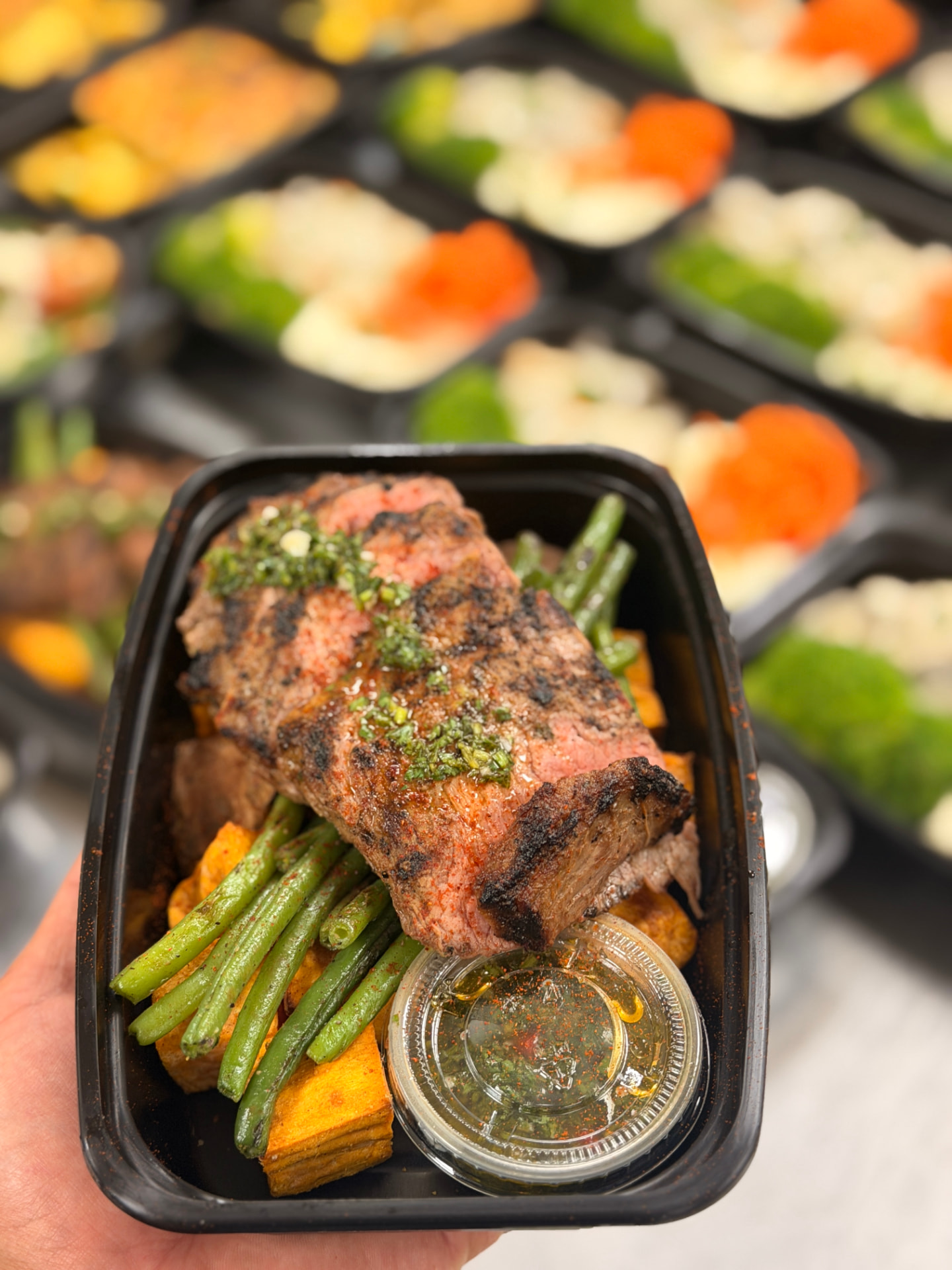 A balanced meal prepared for delivery
